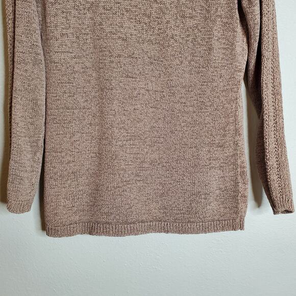 Rachel Zoe Karla 3/4 Sleeve Cable Knit Sweater Size L Tan Basic Fisherman - Picture 5 of 12
